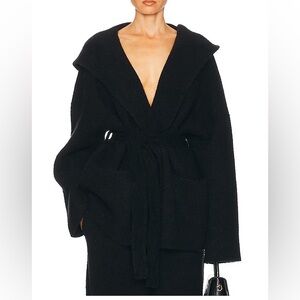 Black Hooded Wrap Coat